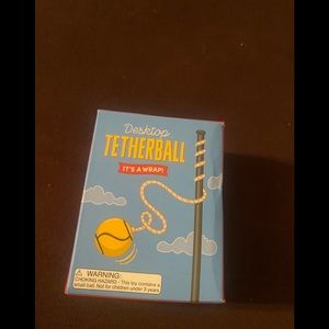 New in box Desktop Tetherball, 9”metal pole with attached rope & ball, mini book